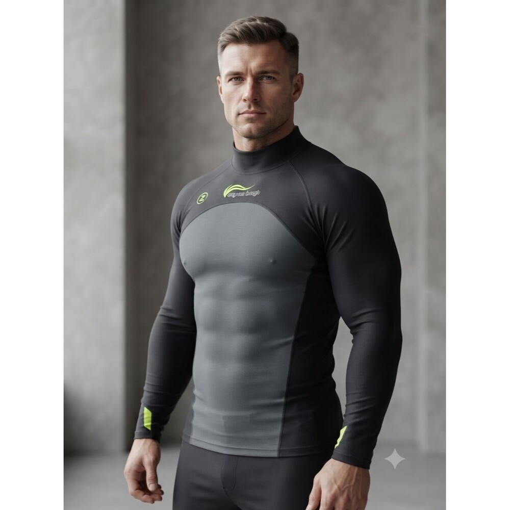 NWOT Aqua Lung UPF 50+ Long Sleeve Rash Guard - Men's Large - Gray/Black